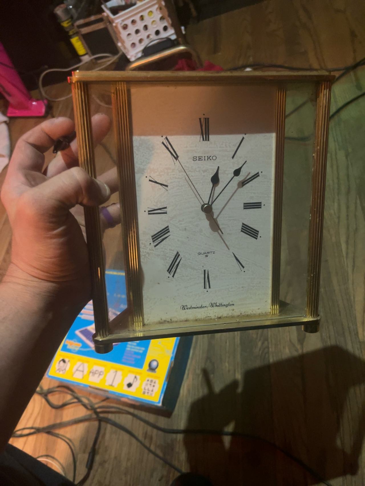 Seiko Quartz Mantel Clock Gold Tone Brass