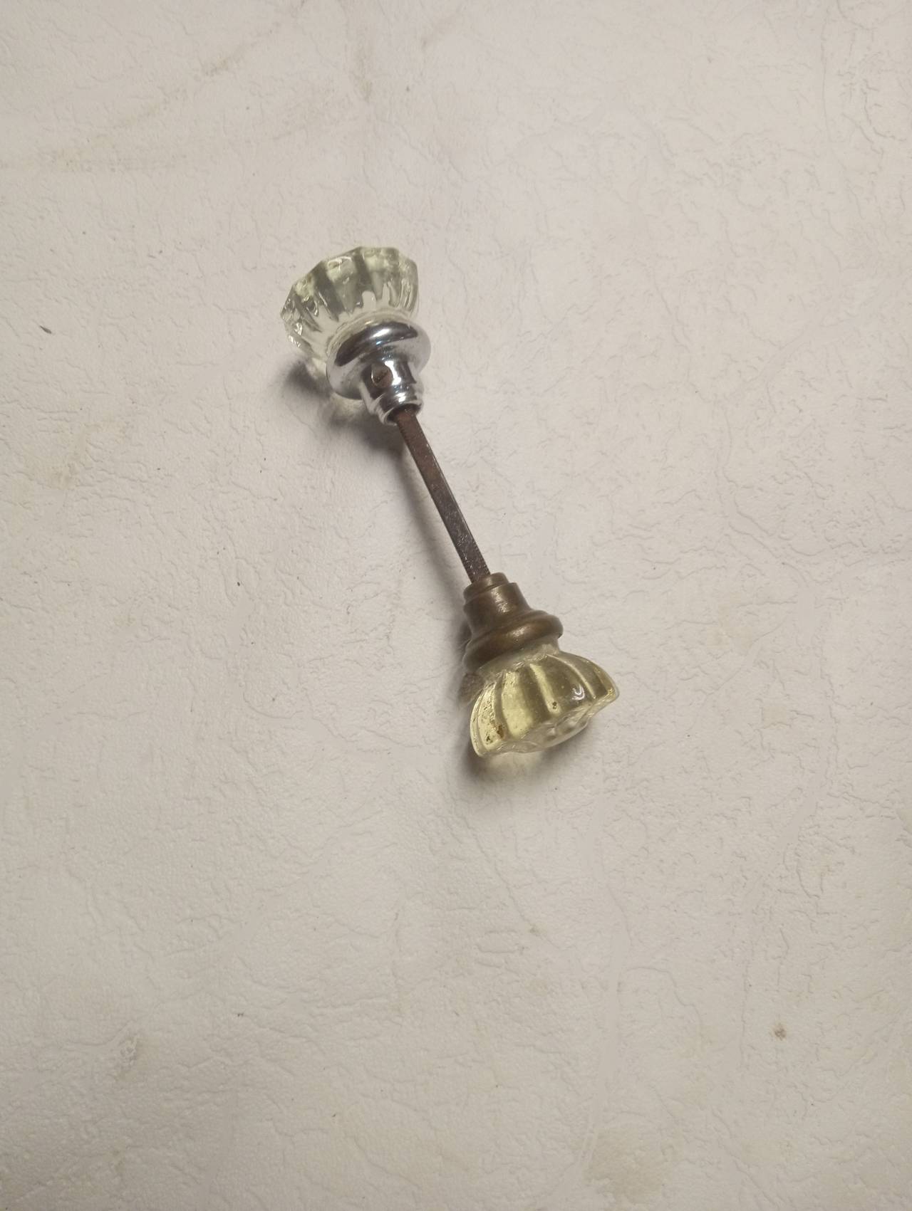 Vintage Fluted Glass Door Knobs with Spindle