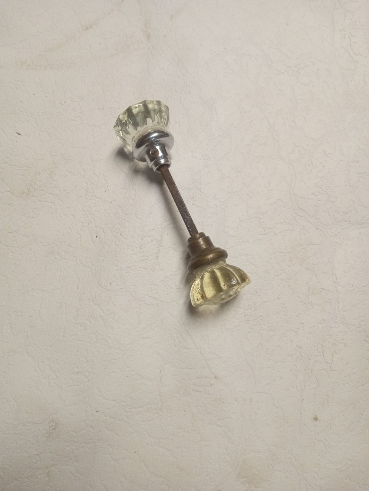 Vintage Fluted Glass Door Knobs with Spindle