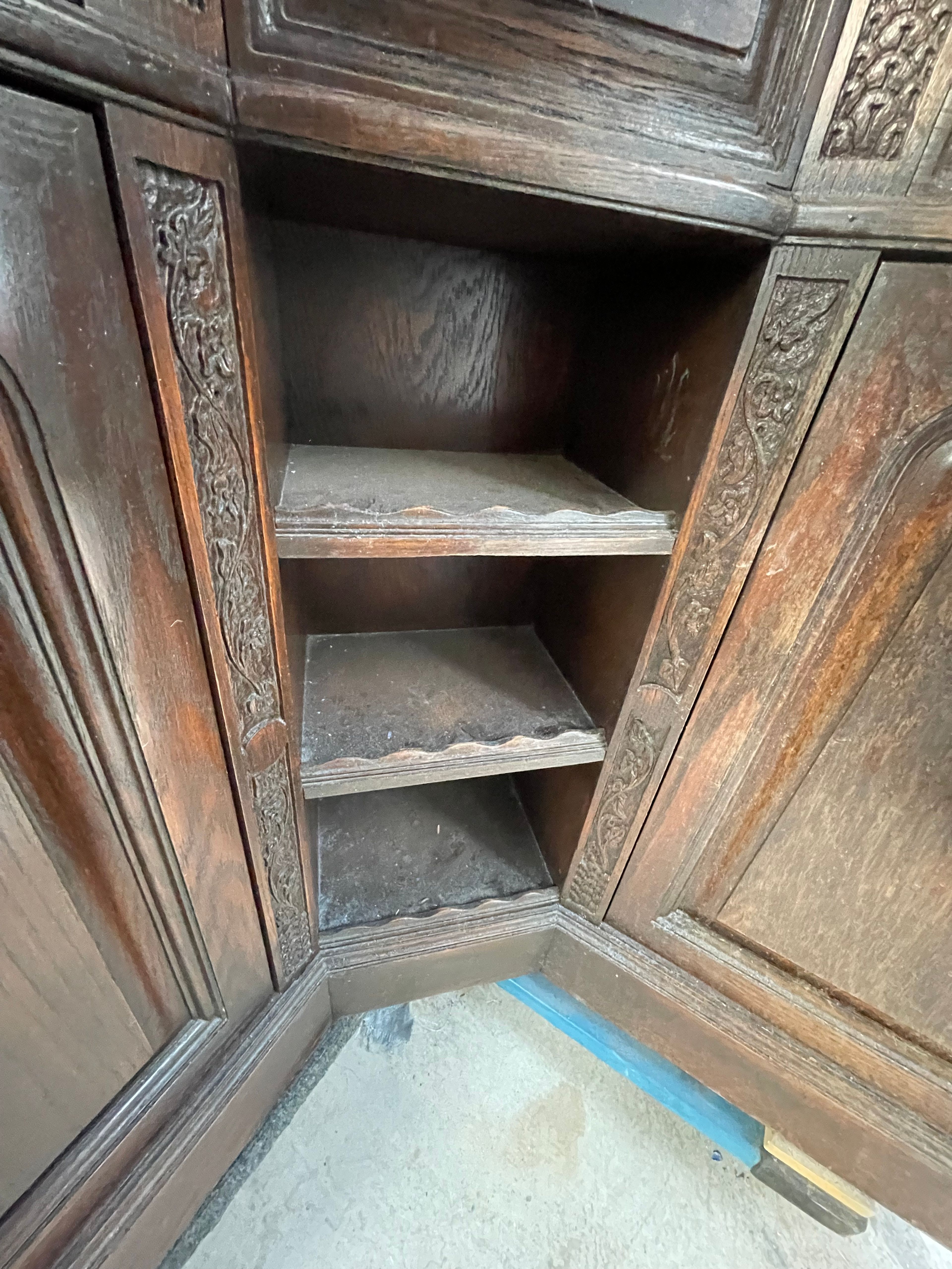French Walnut Renaissance Corner Cabinet - Image 4