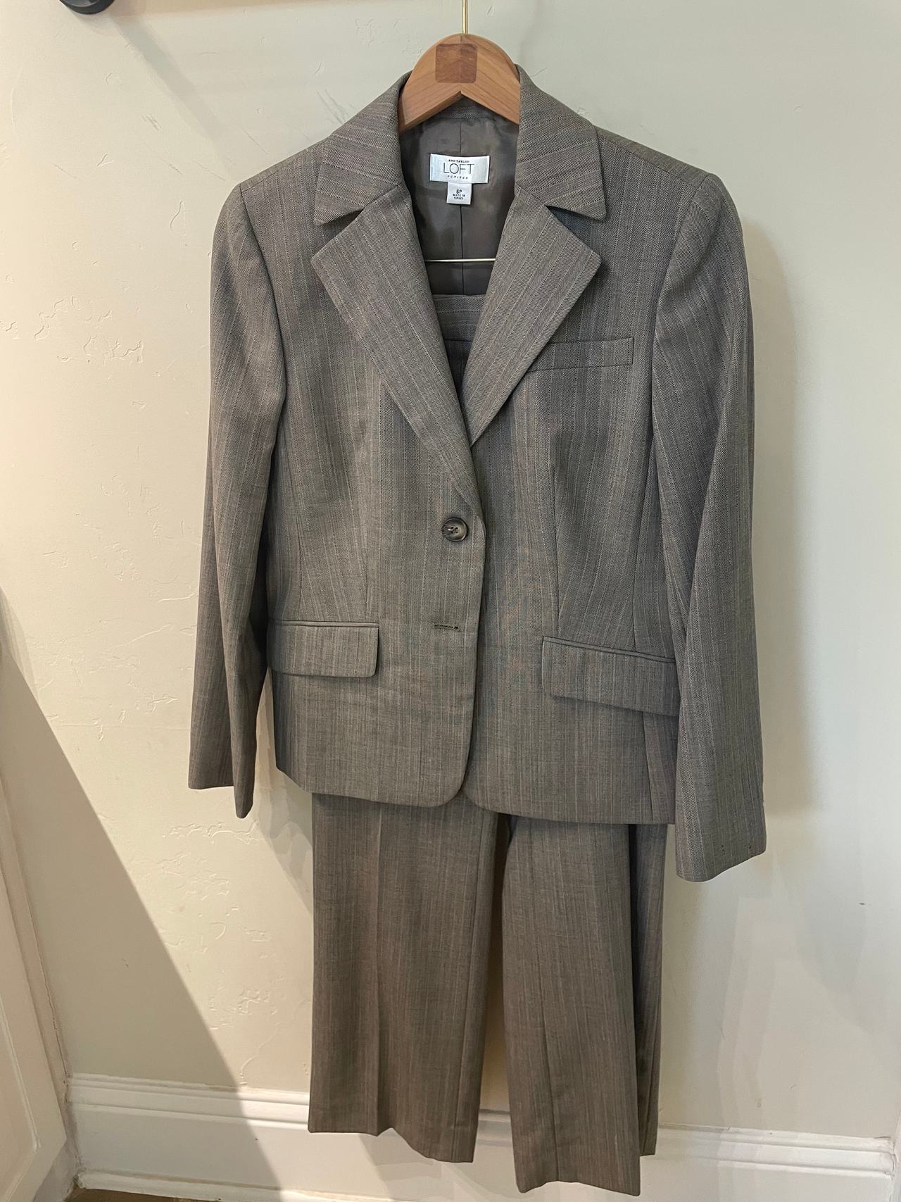 LOFT Women's Gray Pinstripe Pantsuit