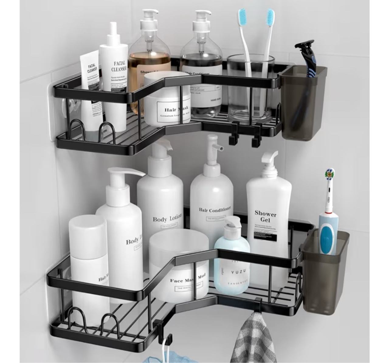Corner Shower Caddy, 2 Pack Adhesive Shower Corner Organizer Shelves, No Drillin