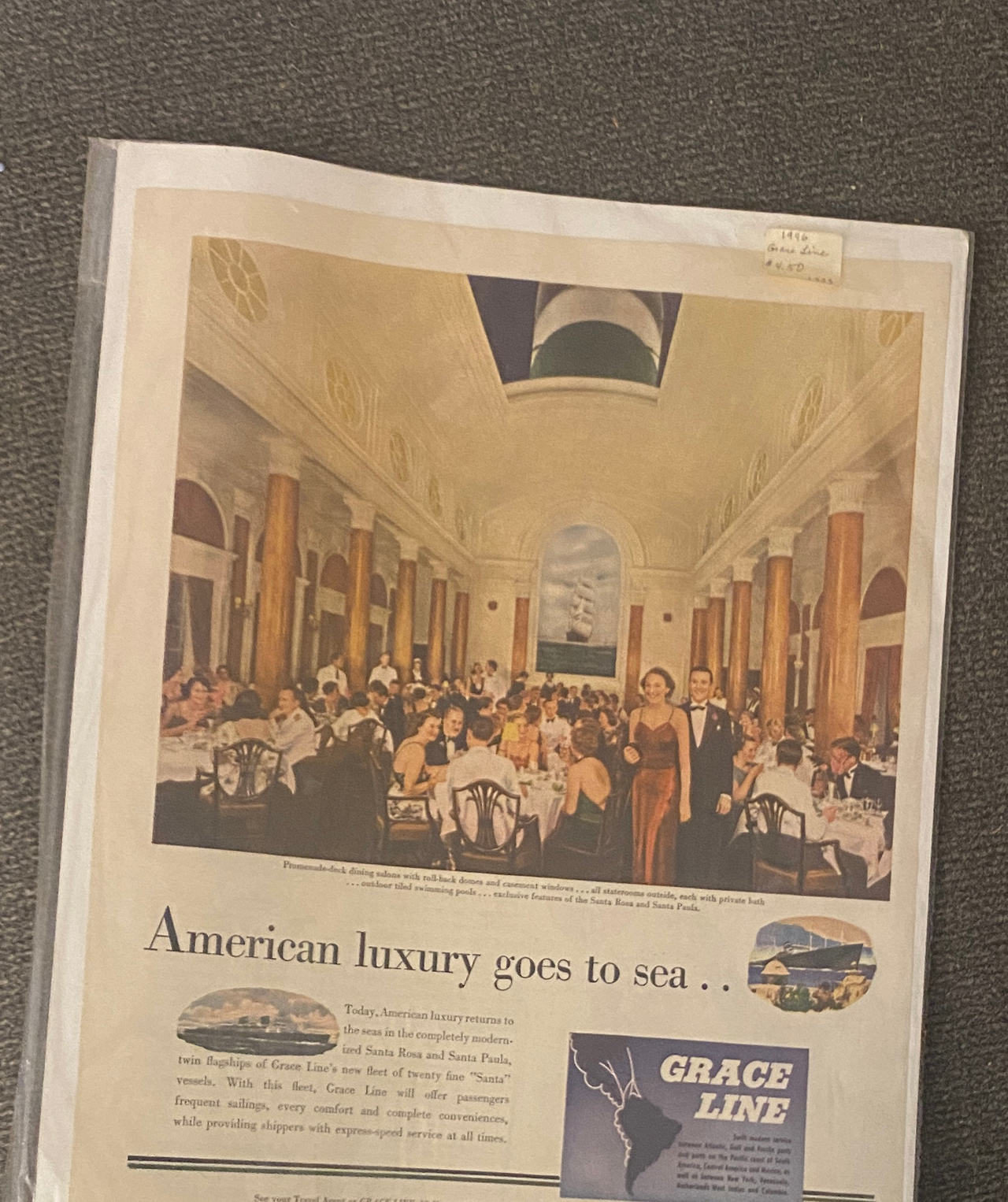 1946 Grace Line Vintage Magazine Advertisement