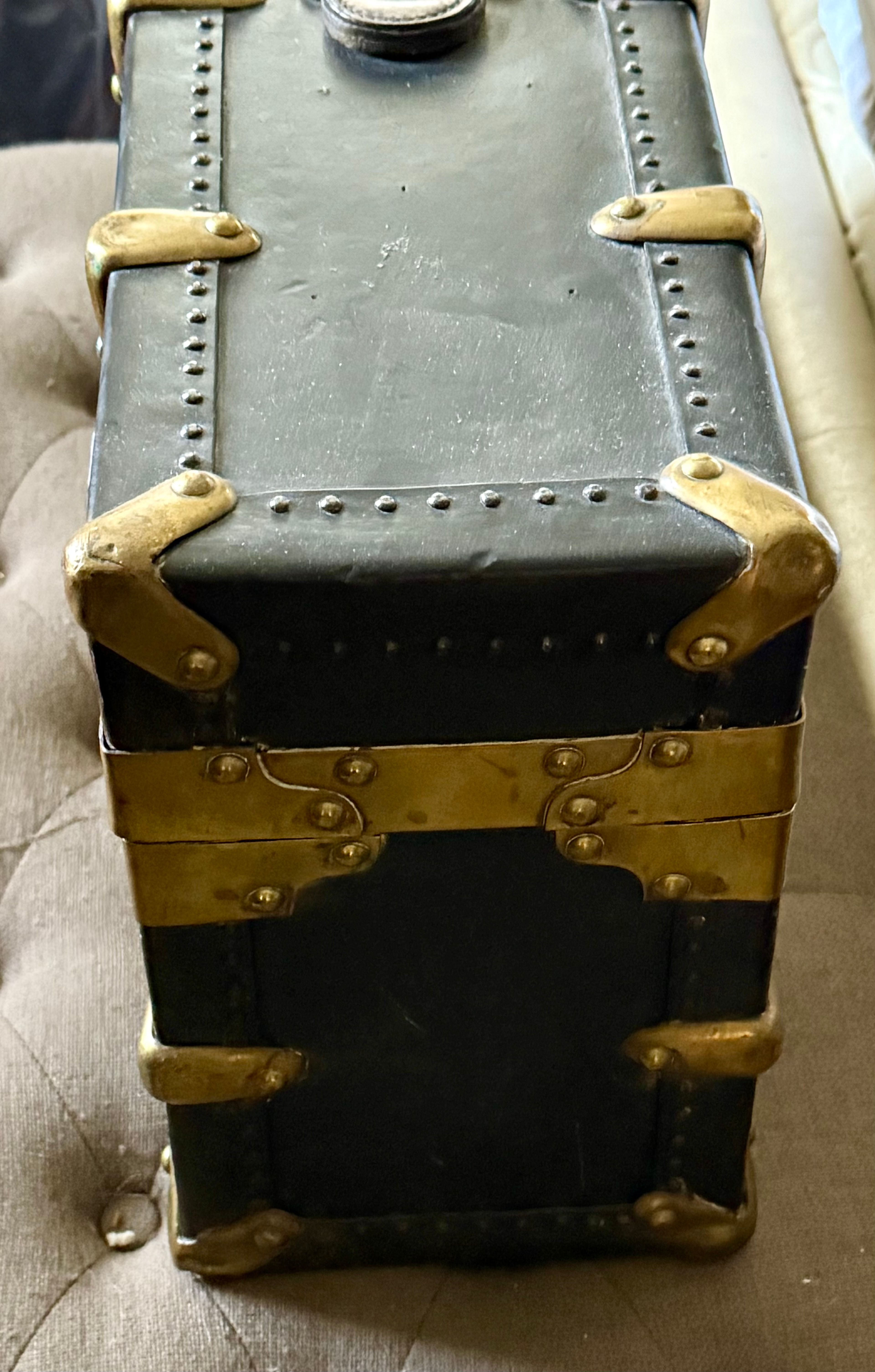 Antique USDA Office of Public Roads Field Trunk Brass Leather Federal Works WWII - Image 7