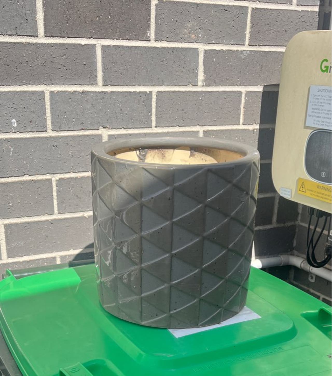 Grey Geometric Ceramic Planter Pot
