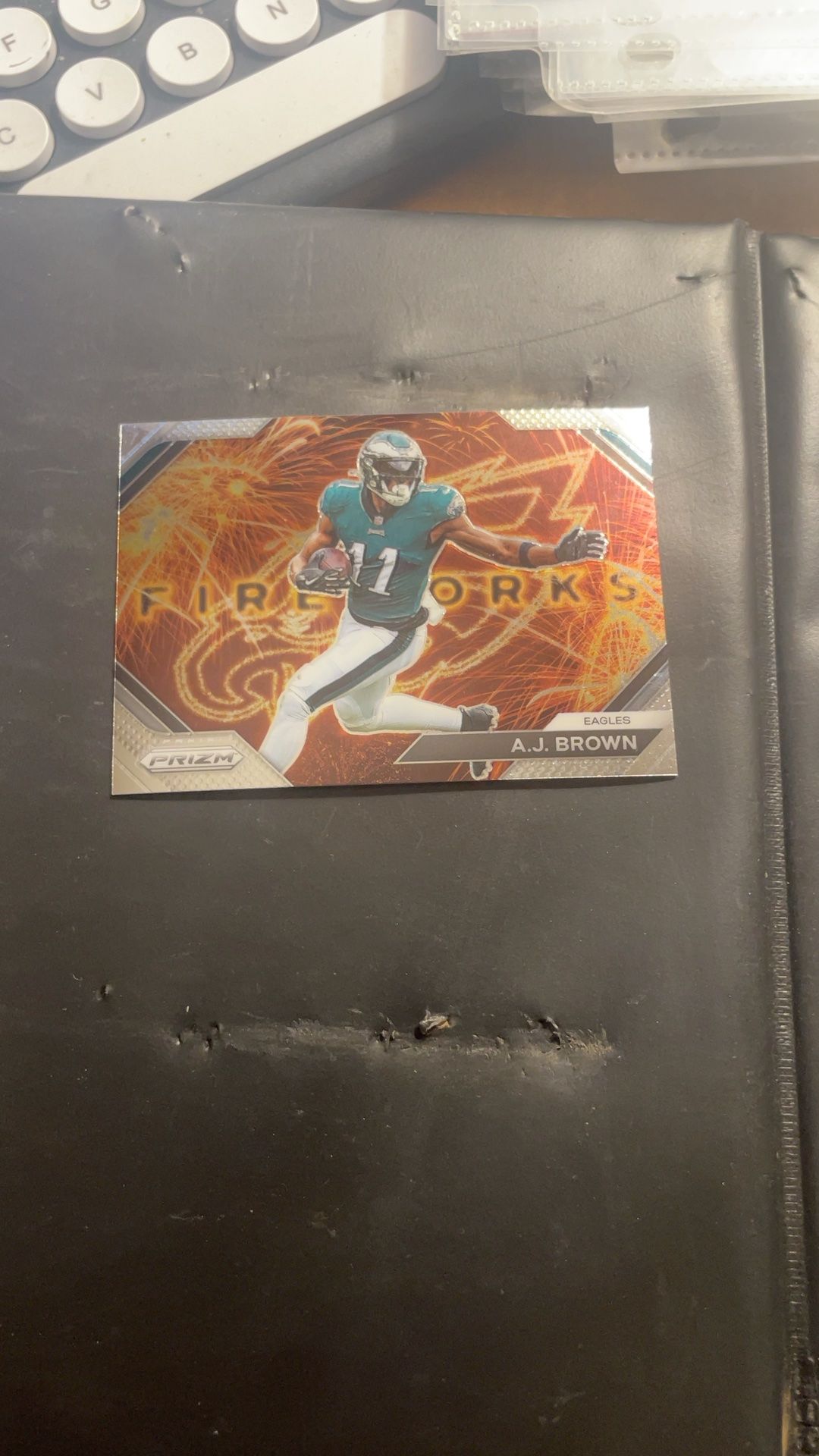Panini AJ Brown 2023 Prizm Fireworks Green Card