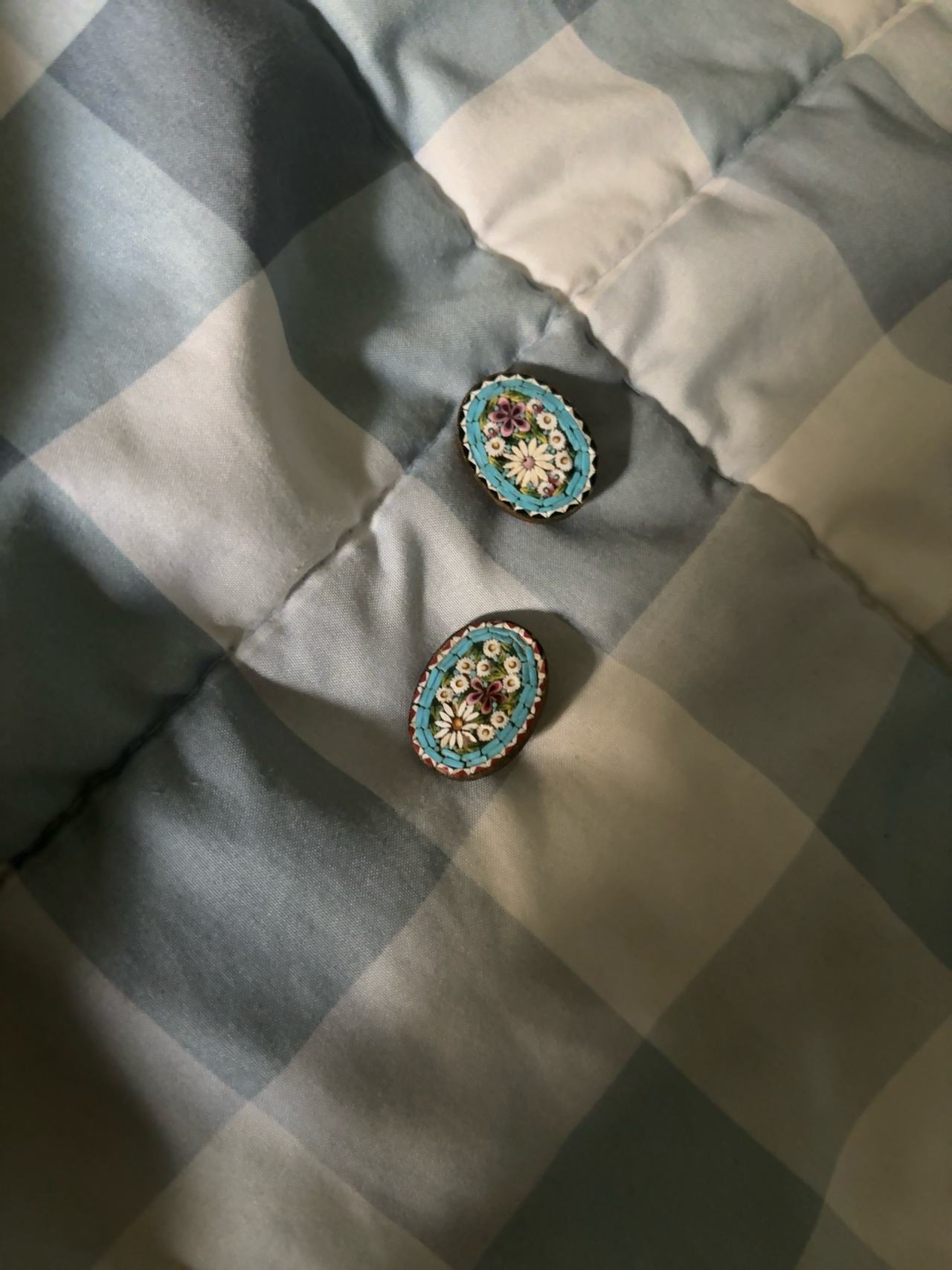 Vintage Italian Micro Mosaic Brooch x2