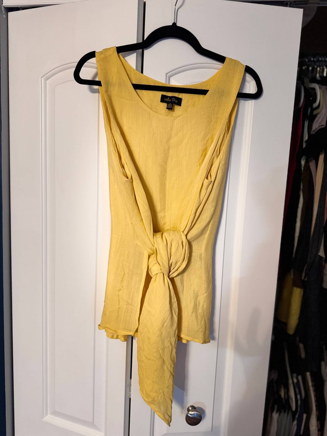 Melissa Paige Yellow Boho Tie-Front Asymmetrical Top
