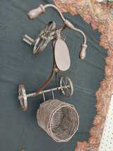 Decorative Metal Tricycle Planter with Wicker Basket - Image 1