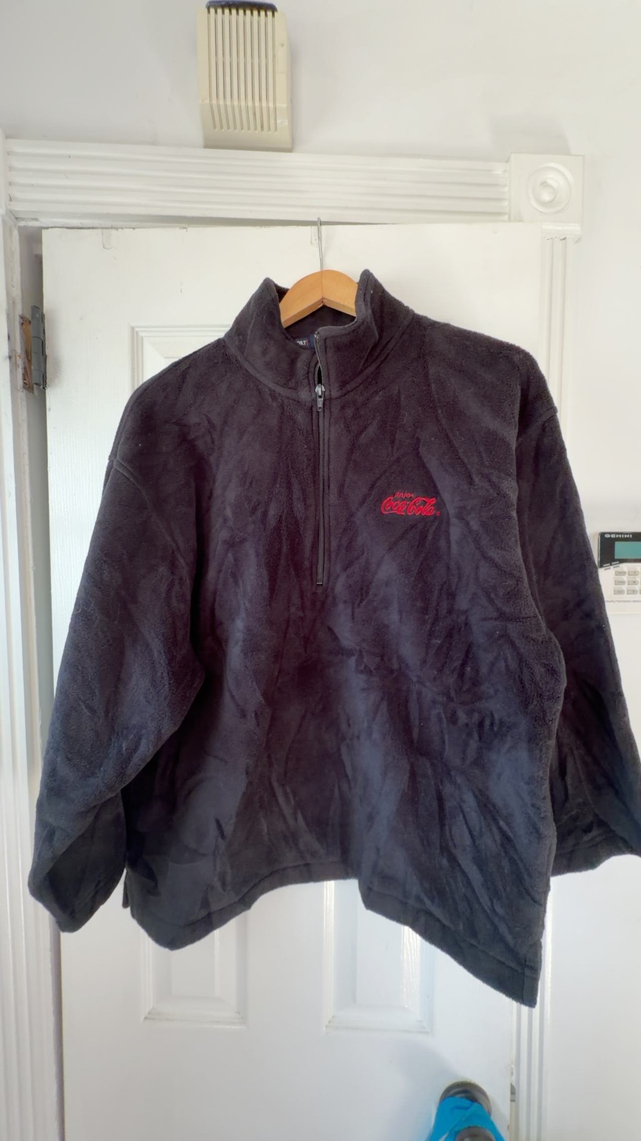 Coca-Cola Black Fleece Half Zip-Up Sweater (Medium)