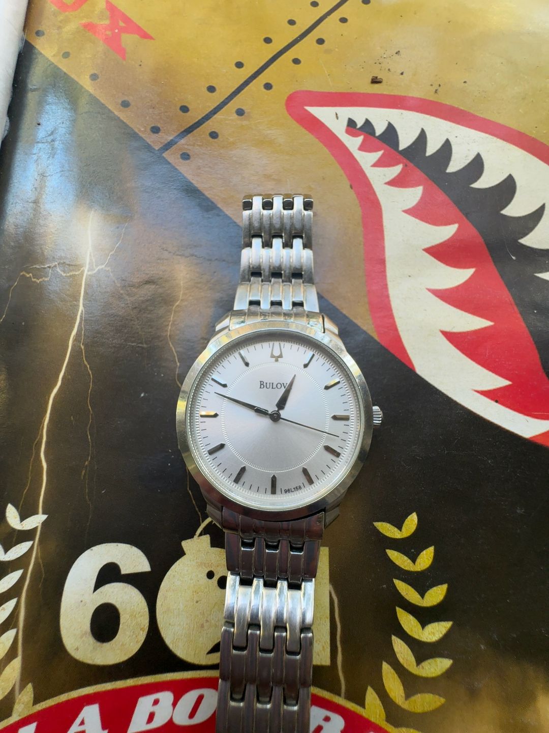 Bulova Men's Quartz Watch Silver-Tone White Dial (Model 96A115)