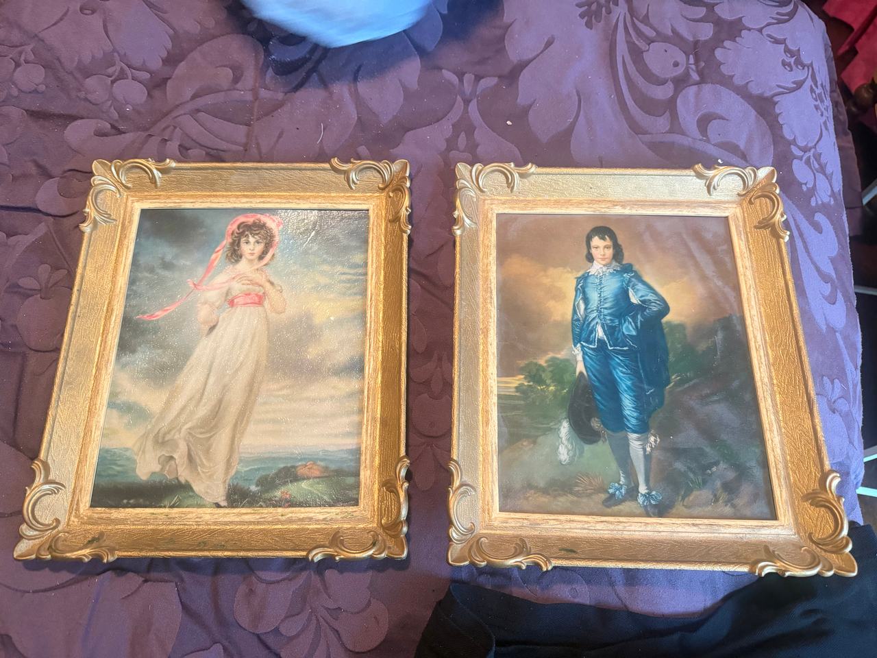 Vintage Blue Boy and Pinkie Framed Print Set