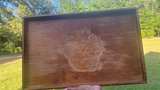 Vintage Wooden Serving Tray with Fruit Etching - Image 2
