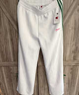 New Women’s Champion White Track Pants w/Green Stripes Pink lettering Size Large - Image 1