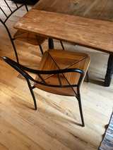 Rustic Wood Dining Table and 6 Metal Chairs Set - Image 4