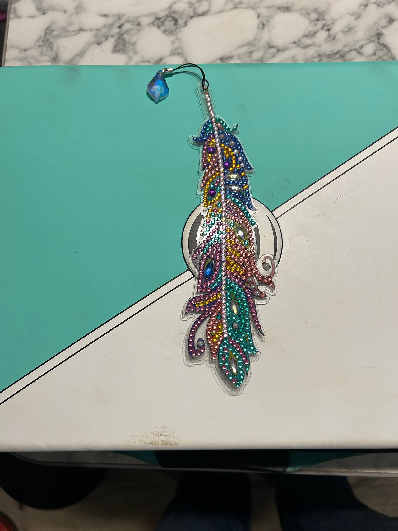 Rhinestone Feather Bookmark