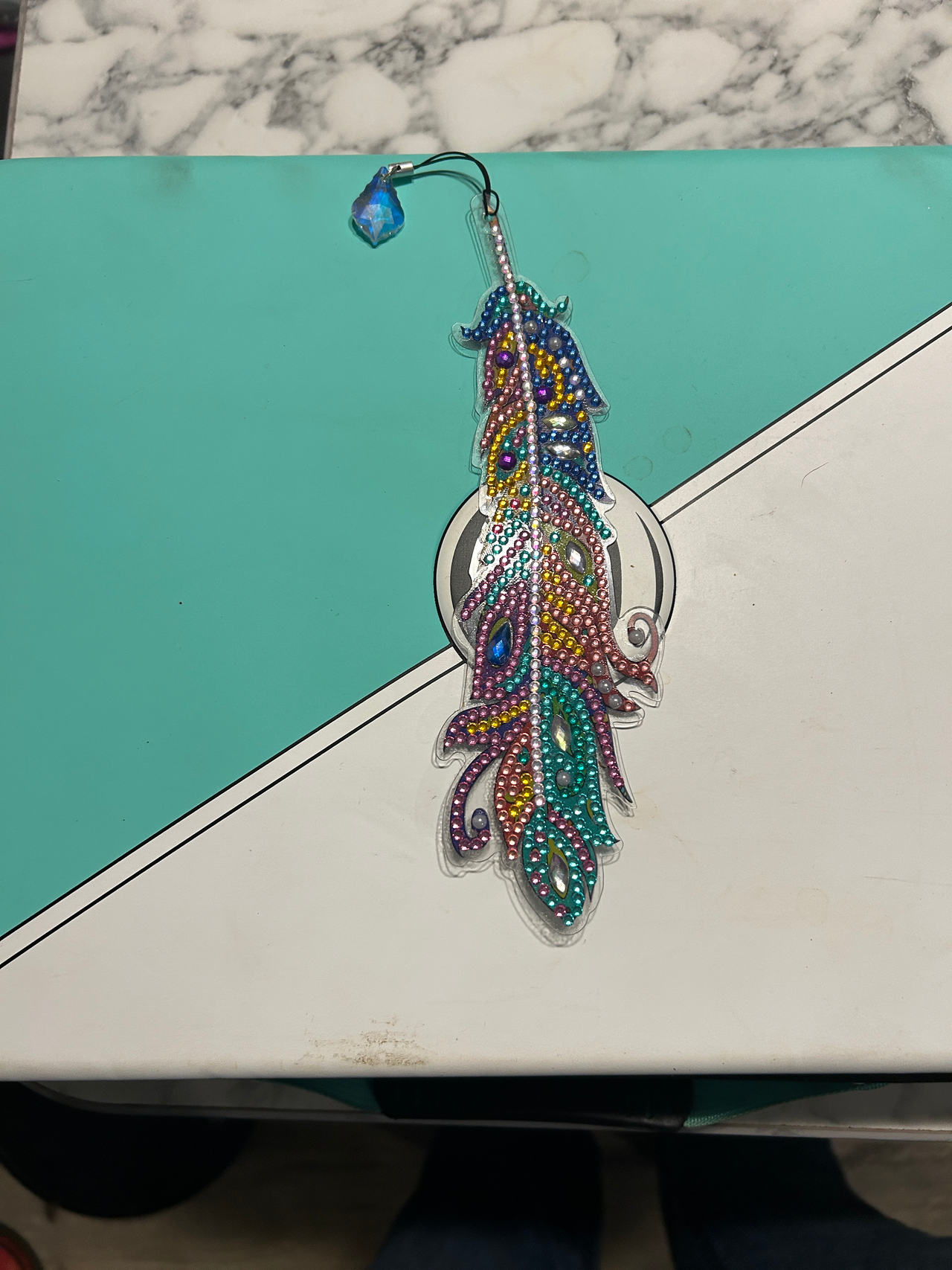 Rhinestone Feather Bookmark