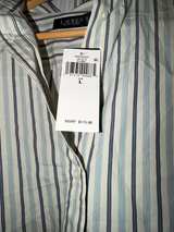 Ralph Lauren Blue White Striped Large Oxford Long Sleeve Shirt - Image 6