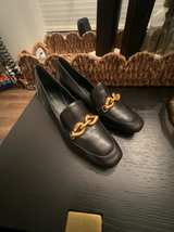 Tory Burch Size 7 Jessa Heeled Loafers Black Leather with Gold Horsehead Women’s - Image 1
