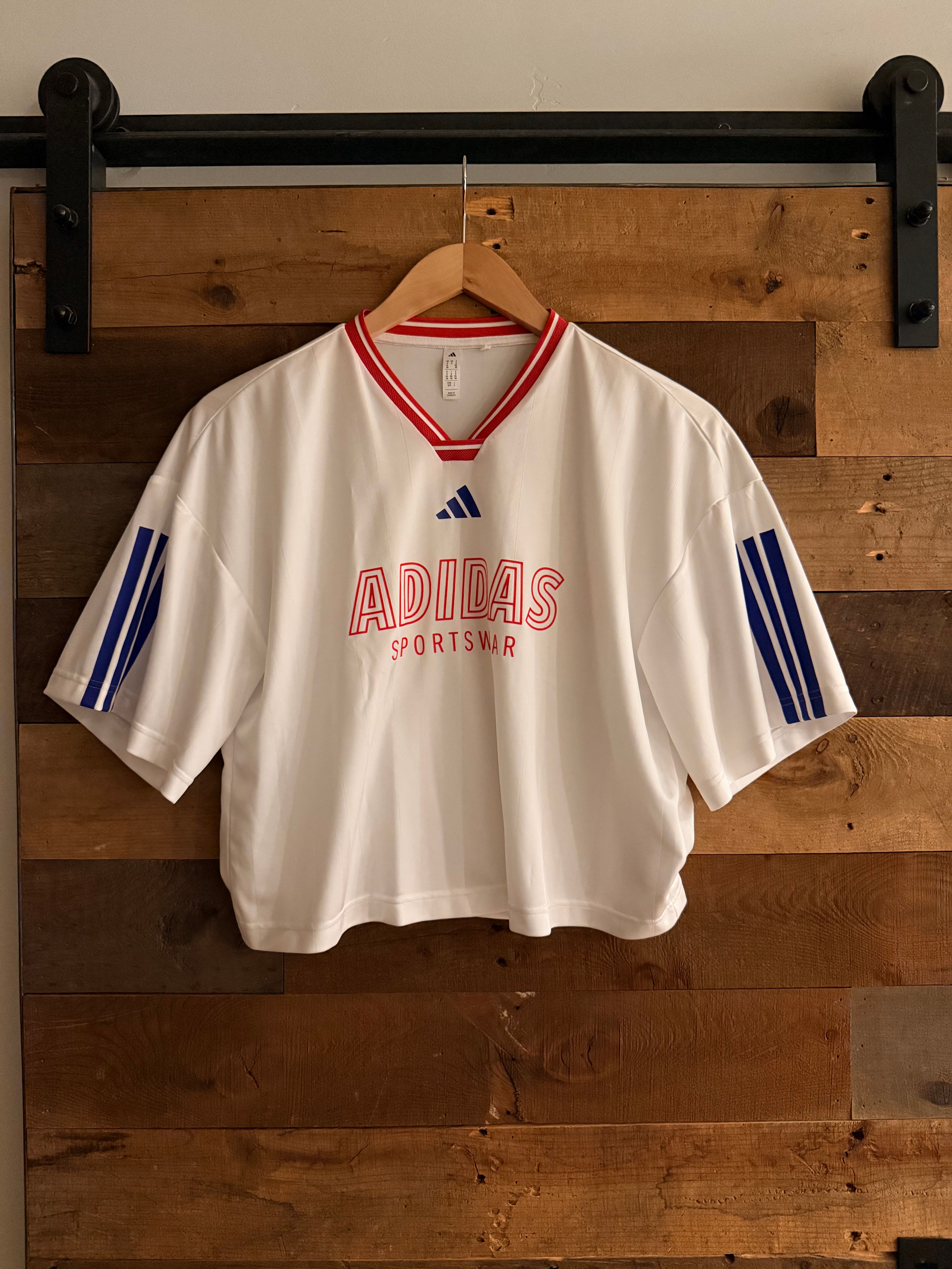 adidas Sportswear Crop Jersey White/Red/Blue small