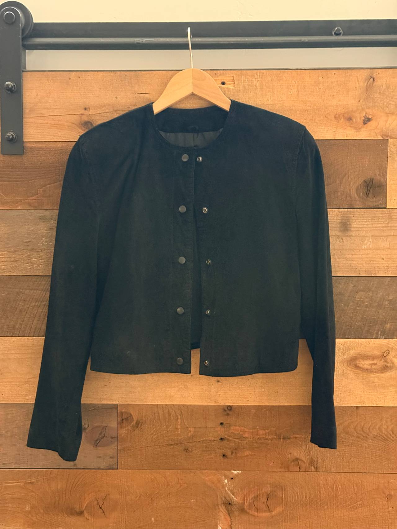 Evan Davies Black Cropped Suede Jacket