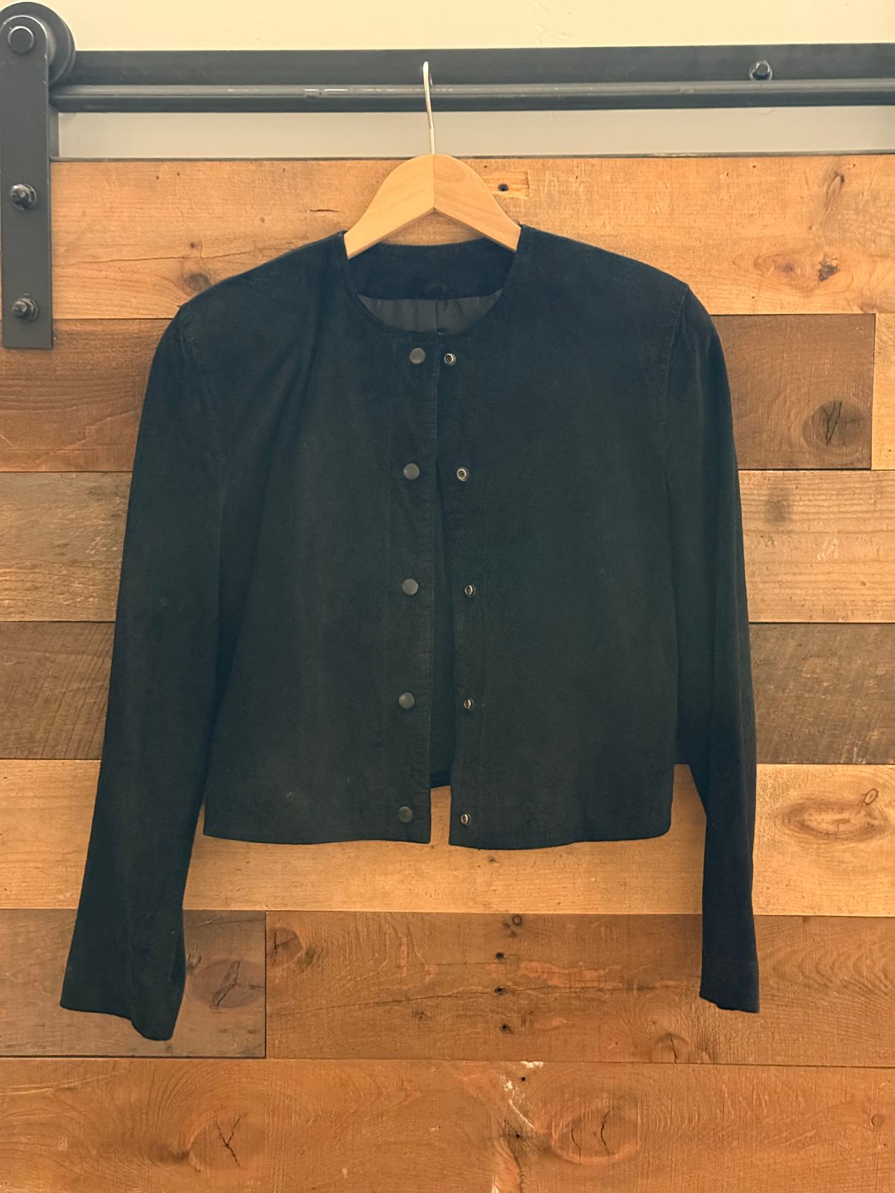 Evan Davies Black Cropped Suede Jacket