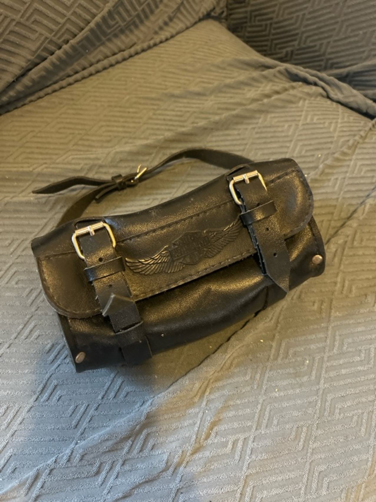 Harley-Davidson Black Leather Motorcycle Belt Bag