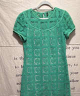 Tahari Green Geometric Lace Dress large - Image 1