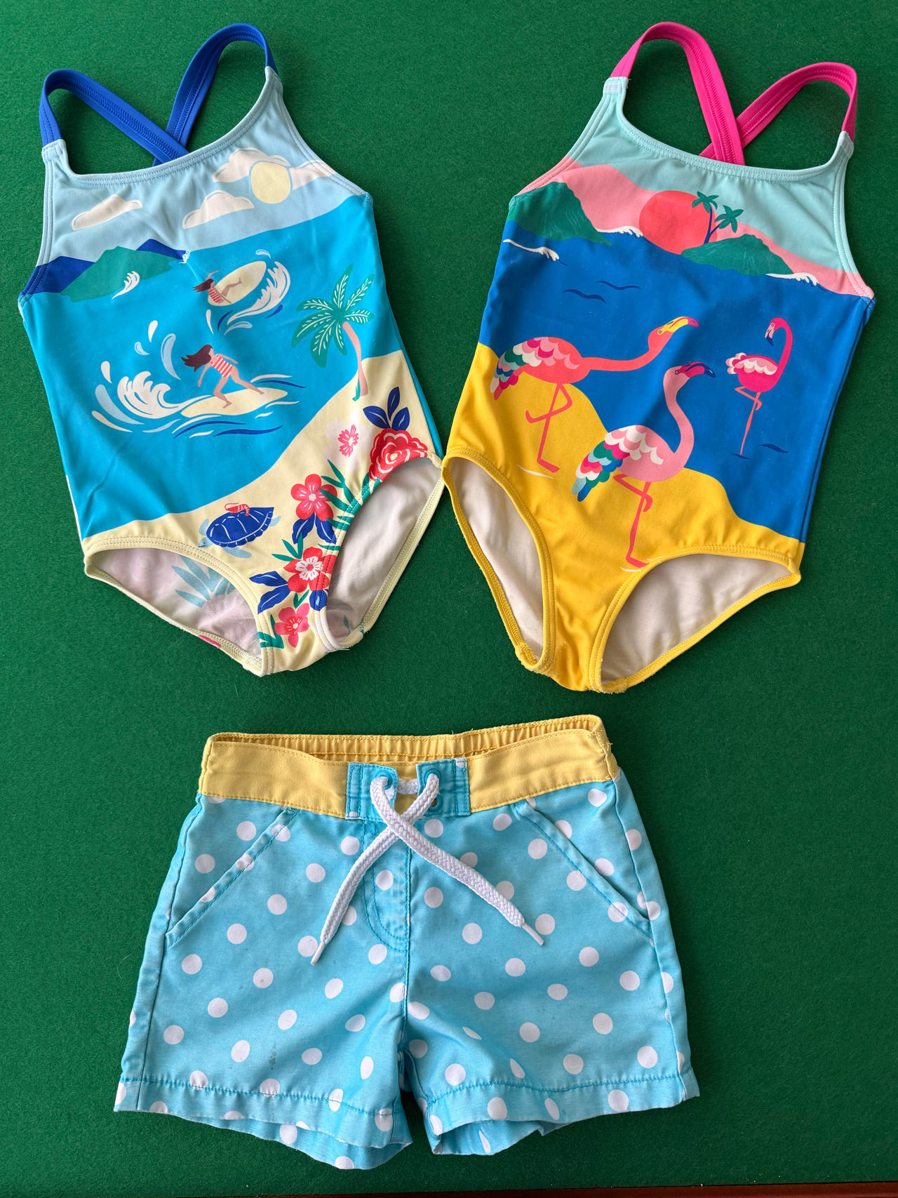 Mini Boden Girls Swimsuit and Shorts Set 2-3T