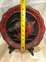 Vintage Chinese Cinnabar Style Decorative Plates Set of 5 - Image 7