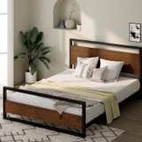 Zinus Suzanne Bamboo and Metal Platform Bed Frame with Footboard - Image 1