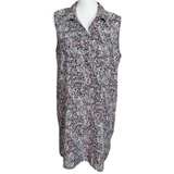 Loft Dress Women’s Size L Large Sleeveless Floral Shift Blue Pink Collared  - Image 1