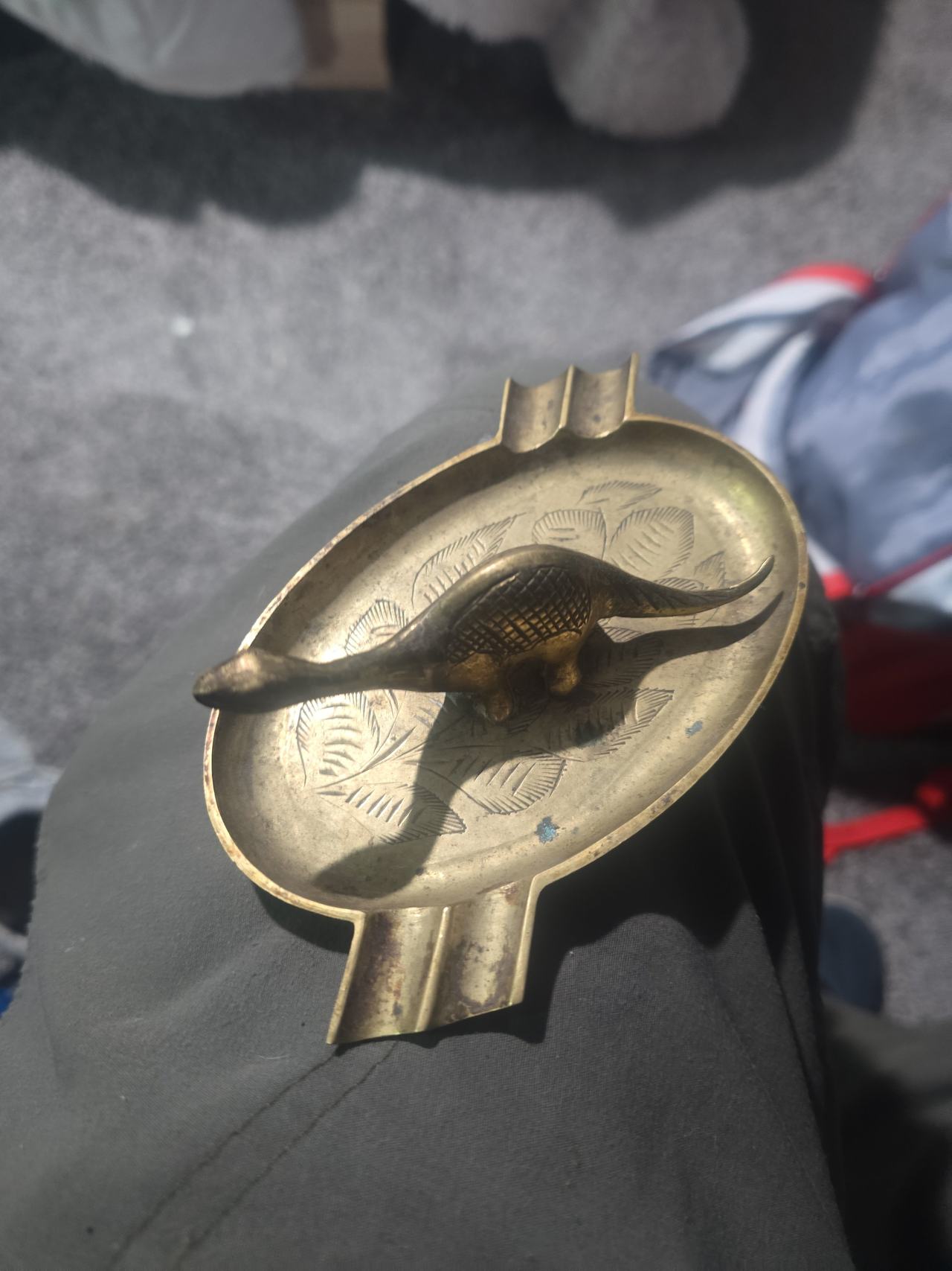 Vintage Brass Dinosaur Ashtray