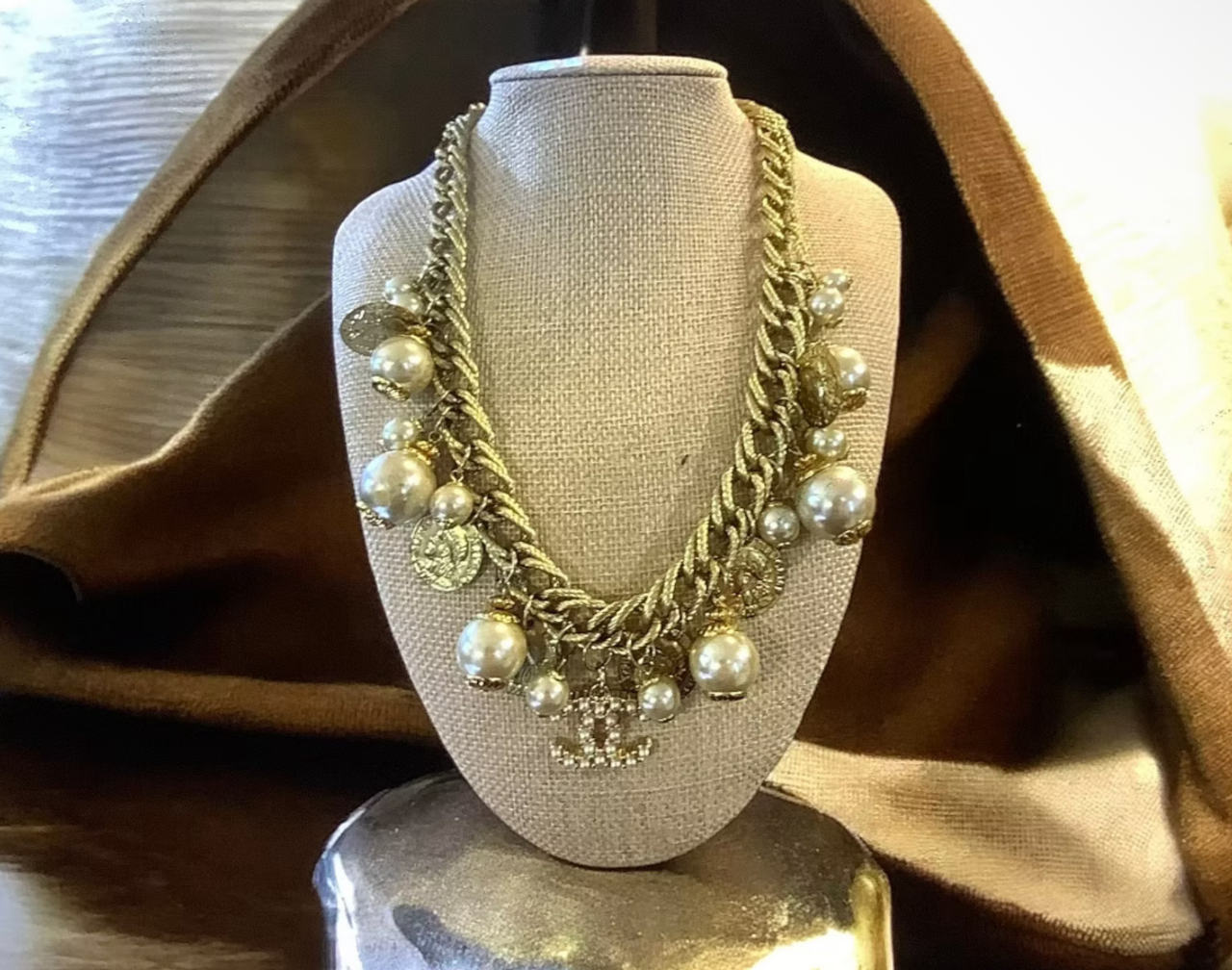 Chanel Pearl and Chain Necklace