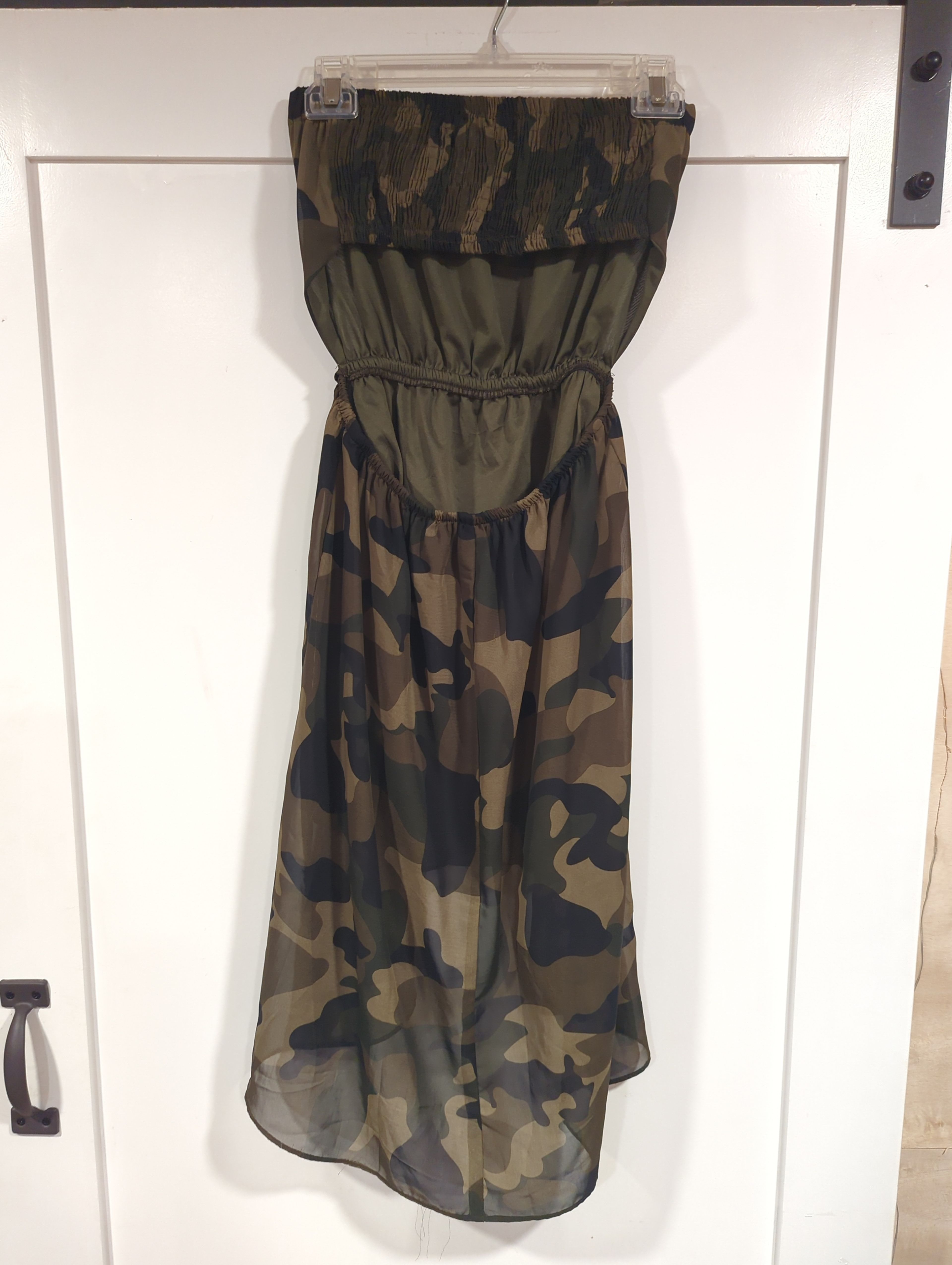 Camo High-Low Strapless Dress