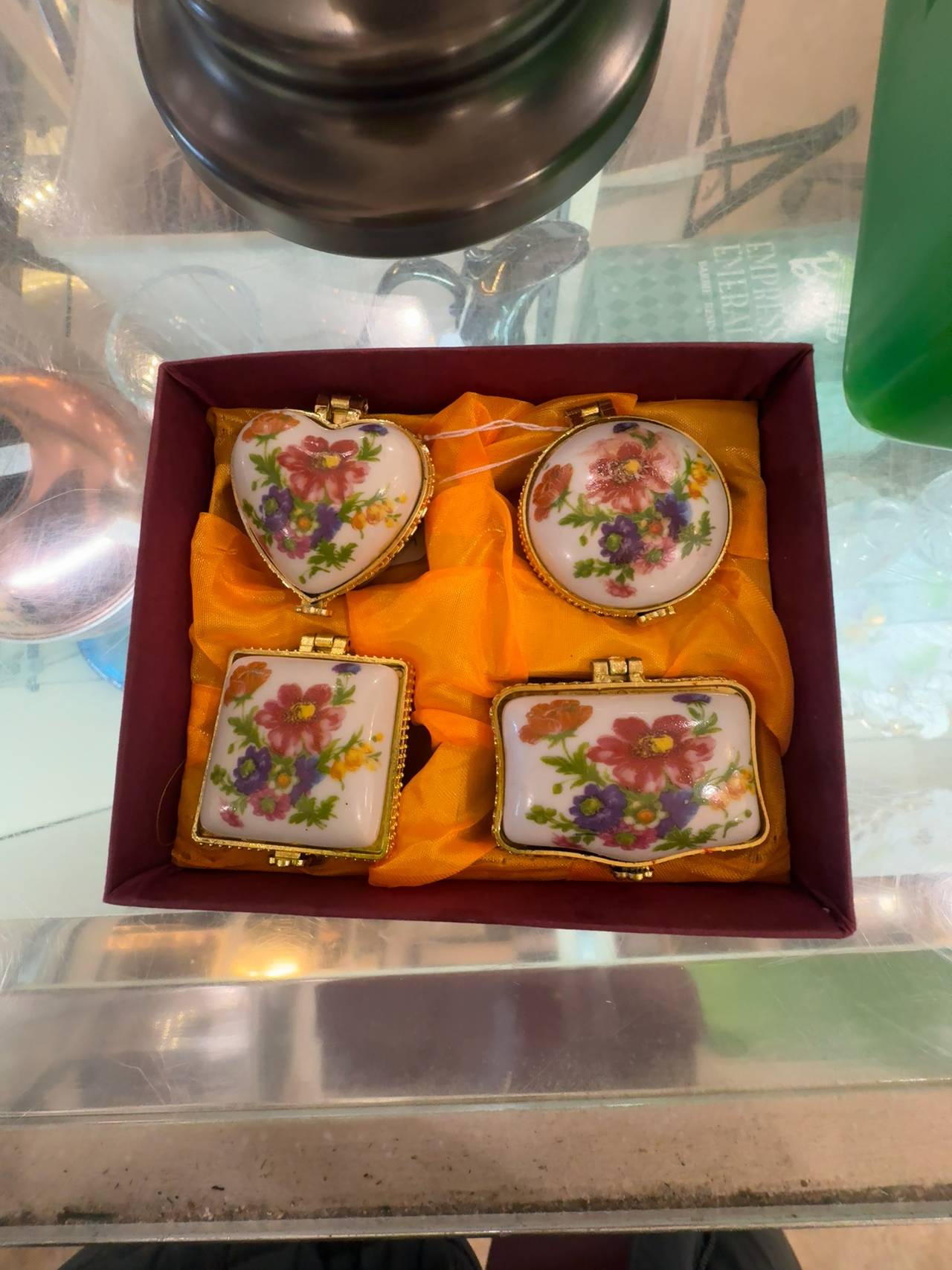 Vintage Porcelain Pill Box with Floral Design