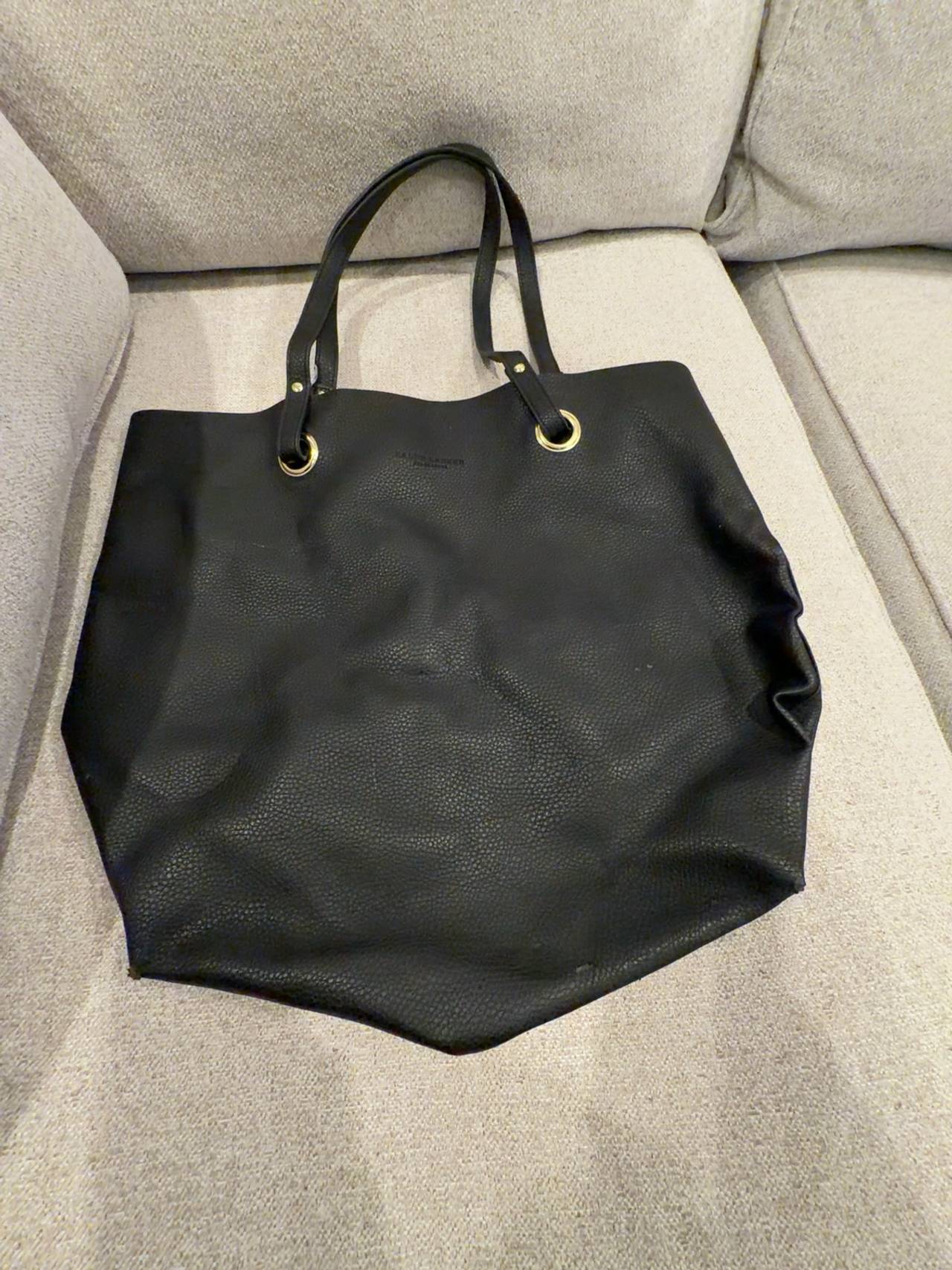 Ralph Lauren Fragrances Vintage Black Leather Tote Bag