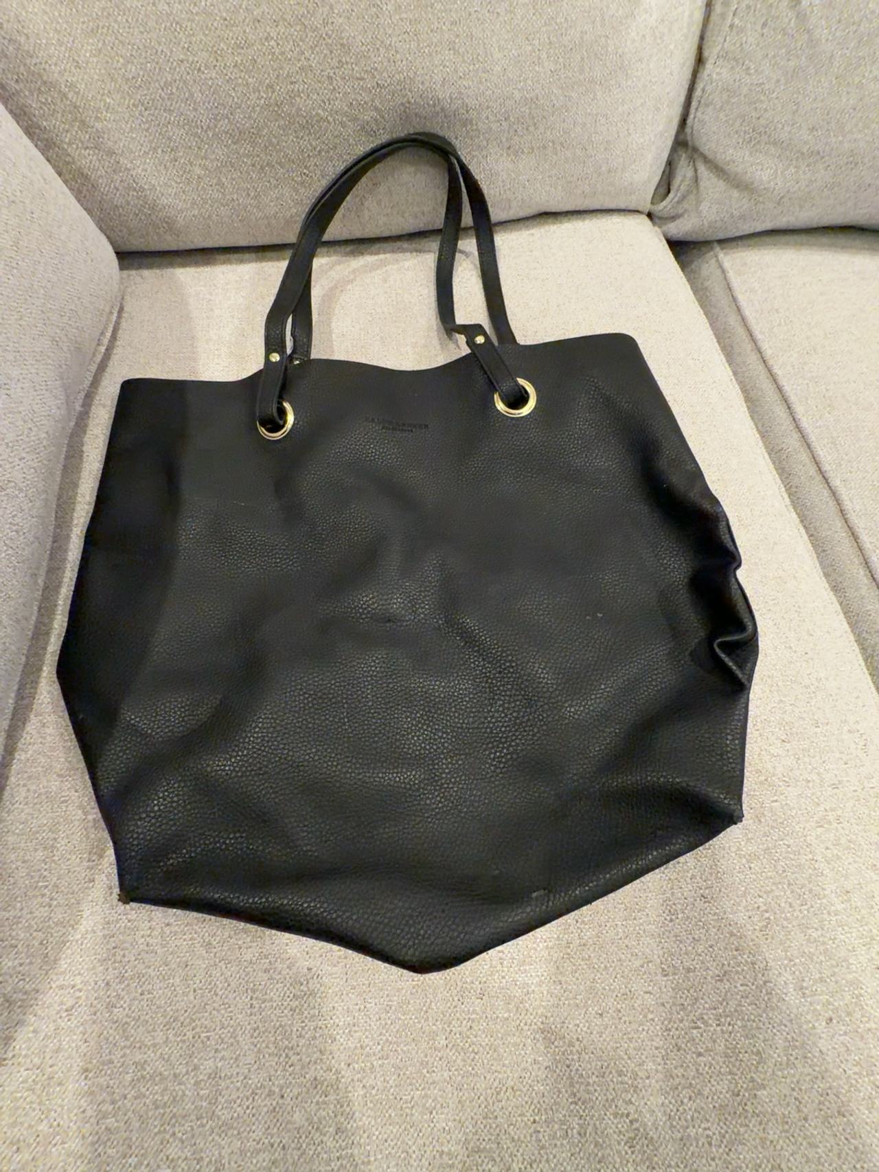 Ralph Lauren Fragrances Vintage Black Leather Tote Bag