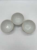 Set of 3 Vintage Japanese Porcelain Rice Bowls Bamboo Gold Trim 1 Repaire - Image 8