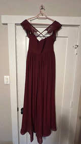 Burgundy Chiffon Bridesmaid Dress - Image 4