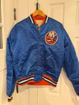 Starter New York Islanders Satin Bomber Jacket Blue Large - Image 1