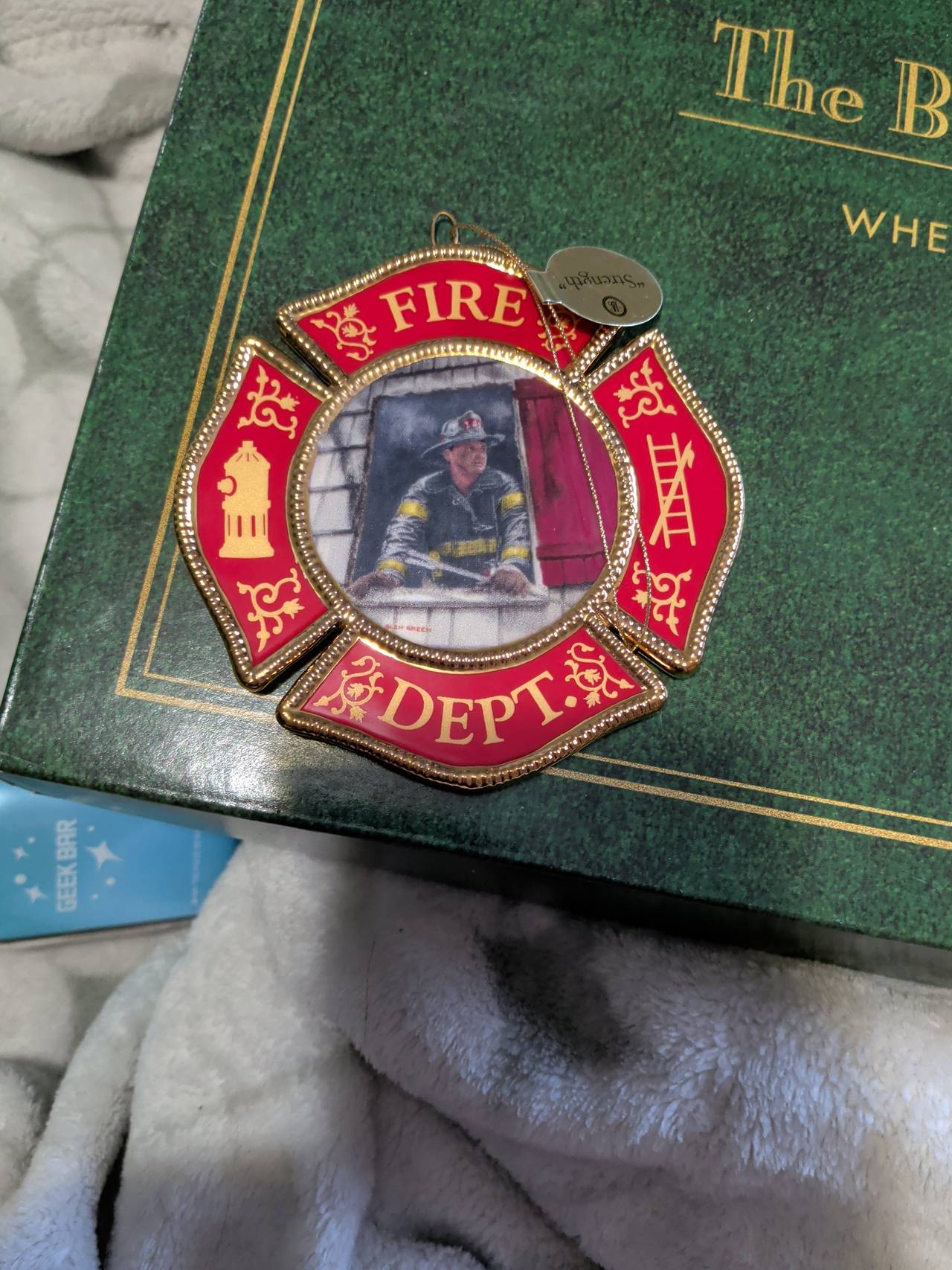 Bradford Editions Strength and Courage Firefighter Ornament