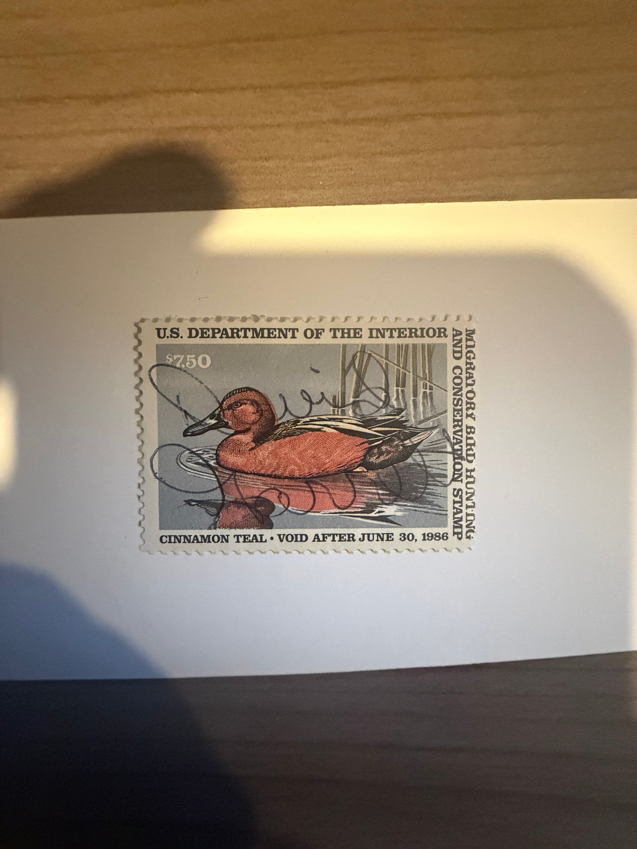 1985-1986 $7.50 Federal Duck Stamp RW52 Cinnamon Teal artist signed CV$55