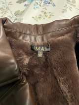 IMAN Women's Dark Brown Faux Leather Faux Fur Lined Moto Jacket - Image 3