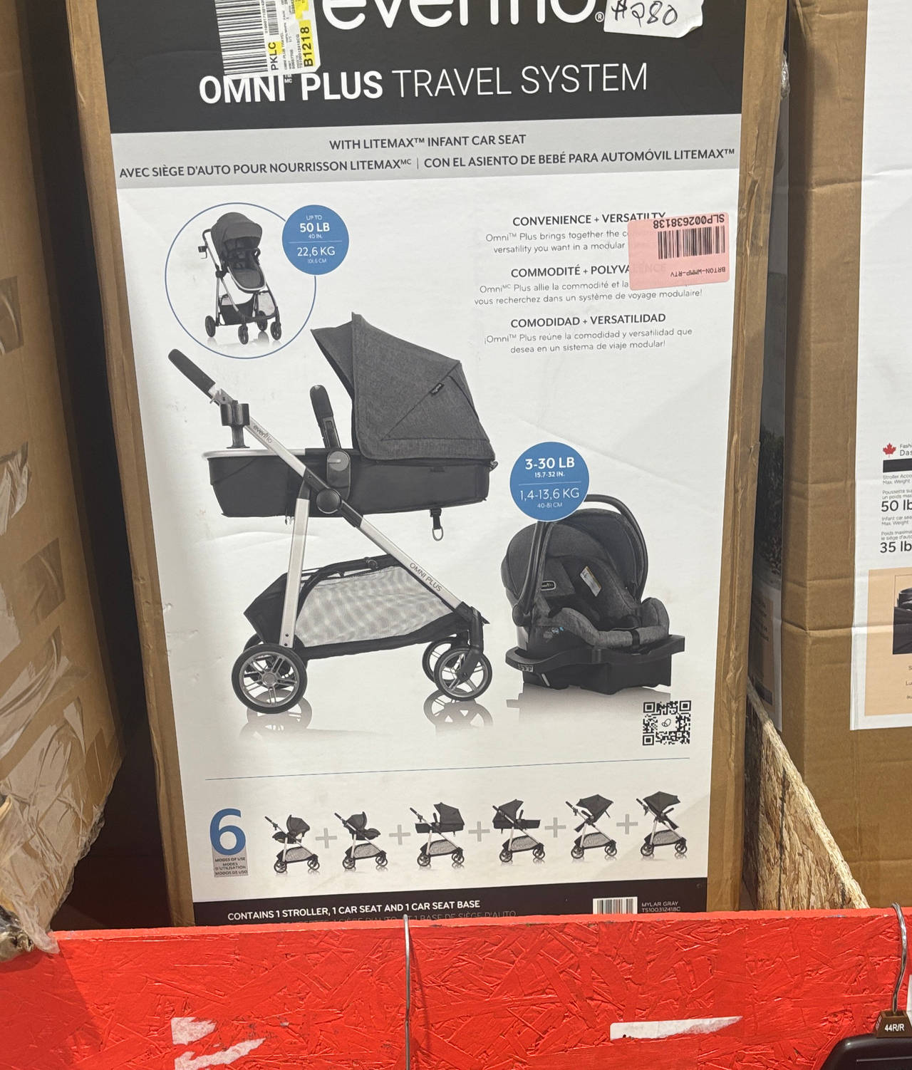 Evenflo Gold Omni Plus Modular Travel System with LiteMax Infant Car Seat
