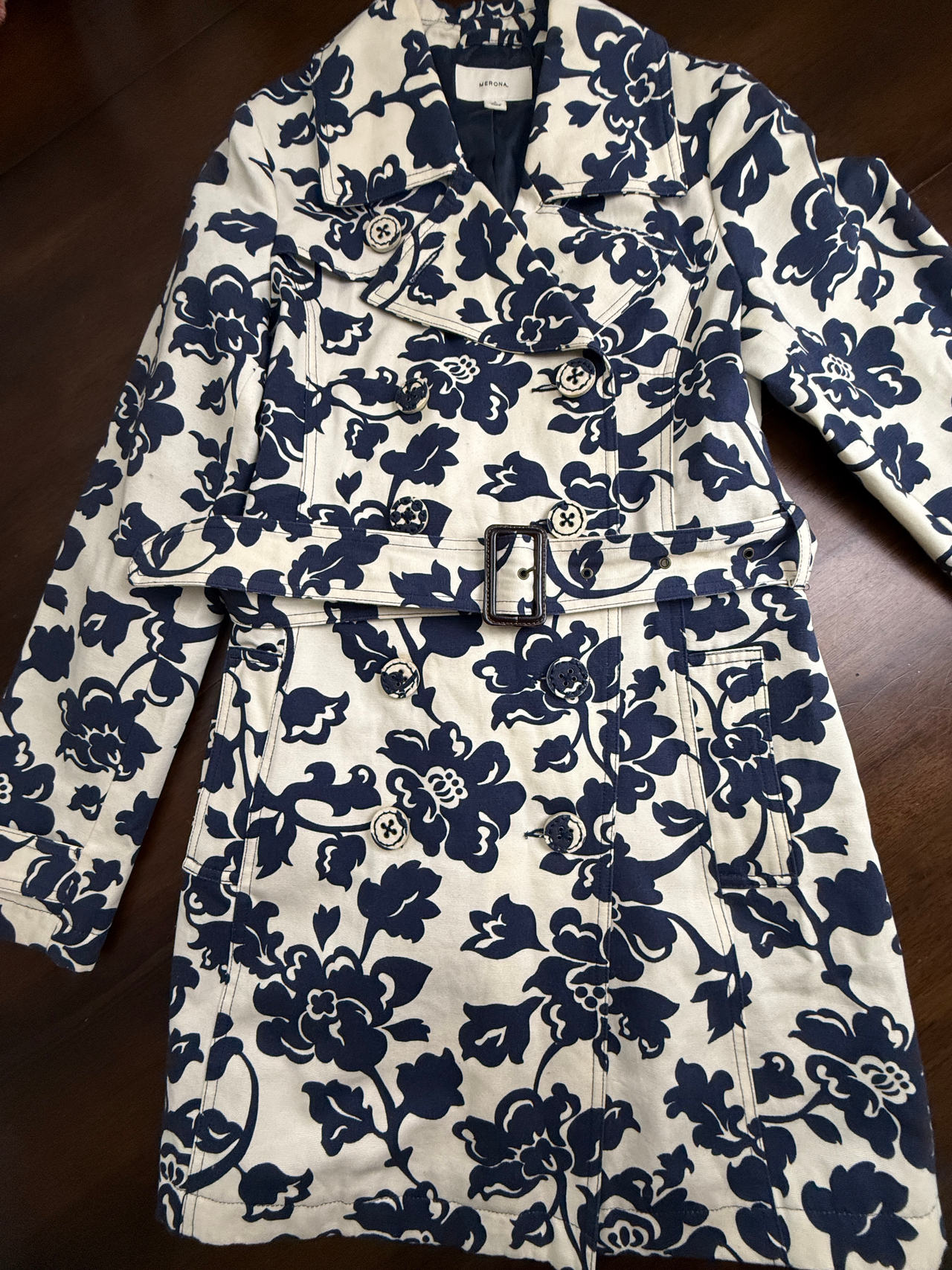 Merona Floral Double Breasted Trench Coat S