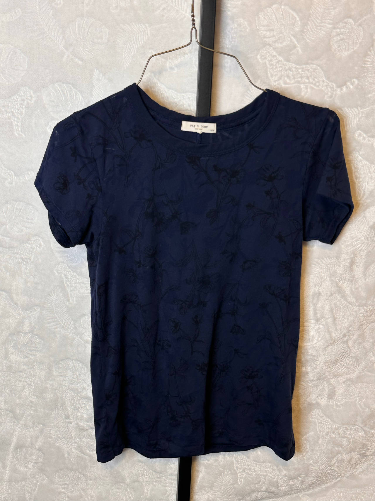 rag & bone Navy Floral Print T-Shirt