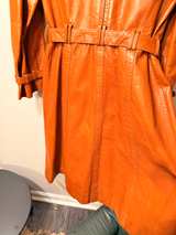 Montgomery Ward Vintage 70s Women's Leather Trench Coat - Image 4