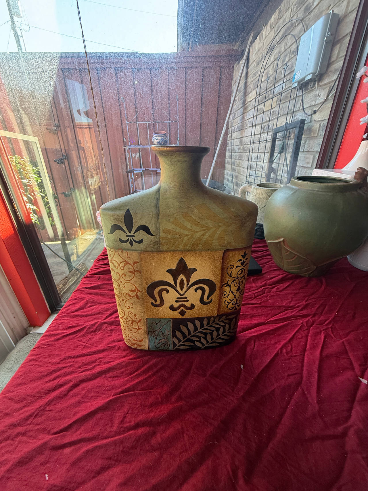 Fleur De Lis Decorative Ceramic Vase