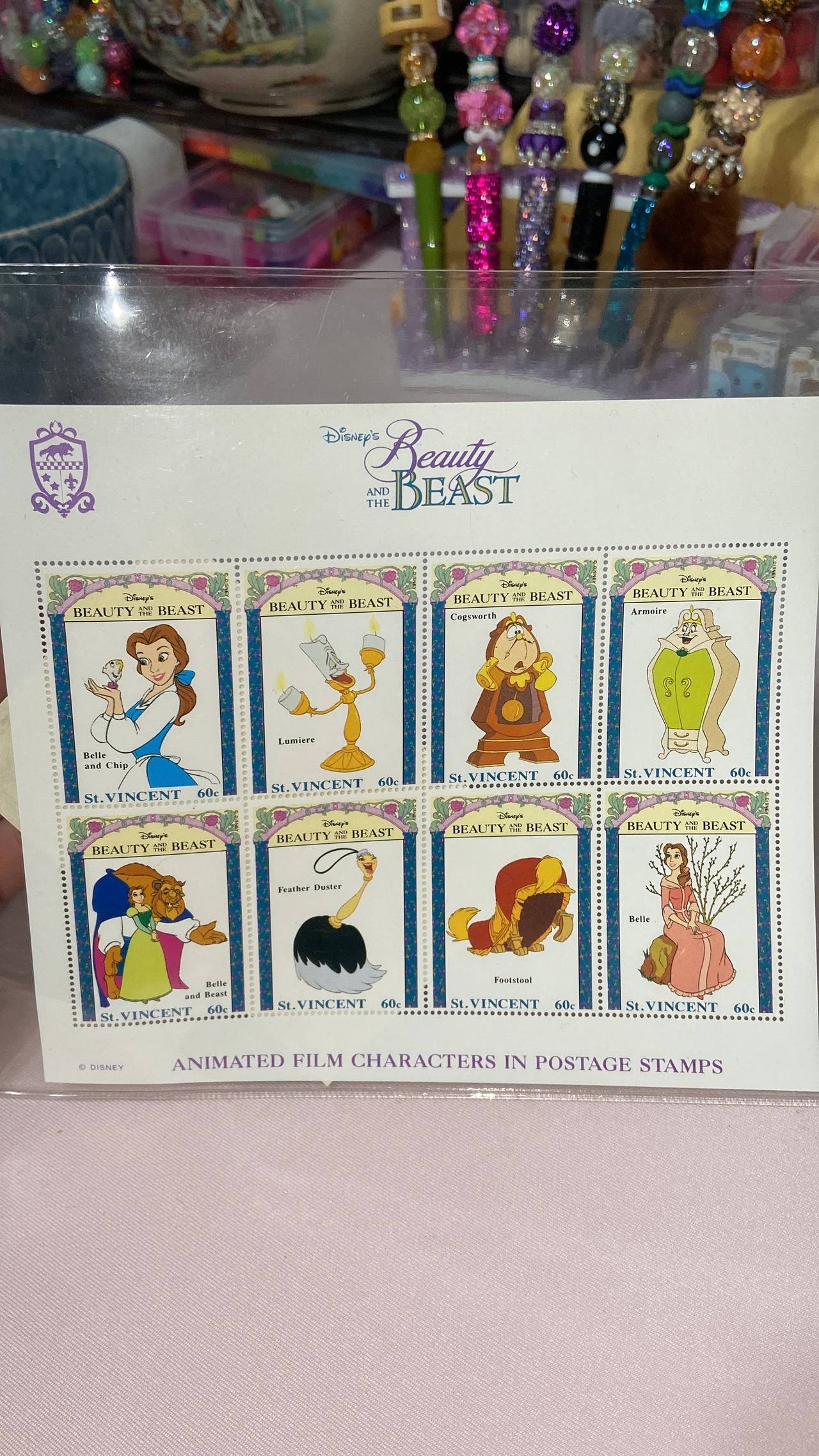 Disney Beauty and the Beast St. Vincent Postage Stamps Souvenir Sheet
